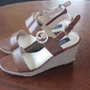 Jones New York Brown Wedge Sandals with Ankle Strap